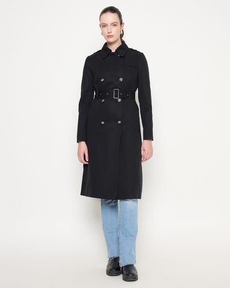 Women Relaxed Fit Trench Coat with Button-Closure