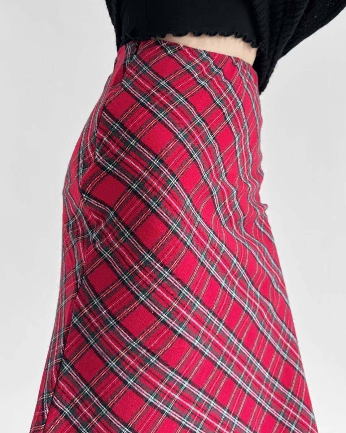 Depop Red Plaid Skirt Pacsun Red Plaid Skirt Pacsun Plaid Mini