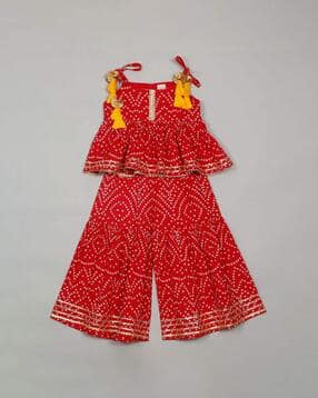 saka designs Girls Micro Print Kurta Set-picture-41