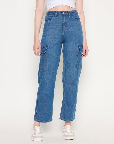 MADAME Women Flared Jeans with Flap Pockets