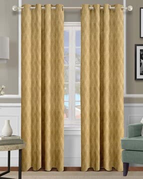 cortina eyelet curtain Leaf Print Set of 2 Semi-SheerWindow Curtain-picture-26