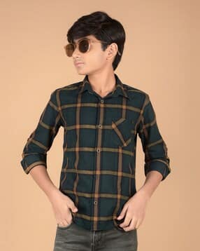 crimsoune club Boys Checks Slim Fit Shirt-picture-16
