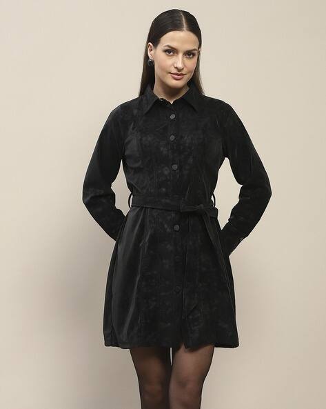 MADAME women Shirt Dress with Waist-Tie