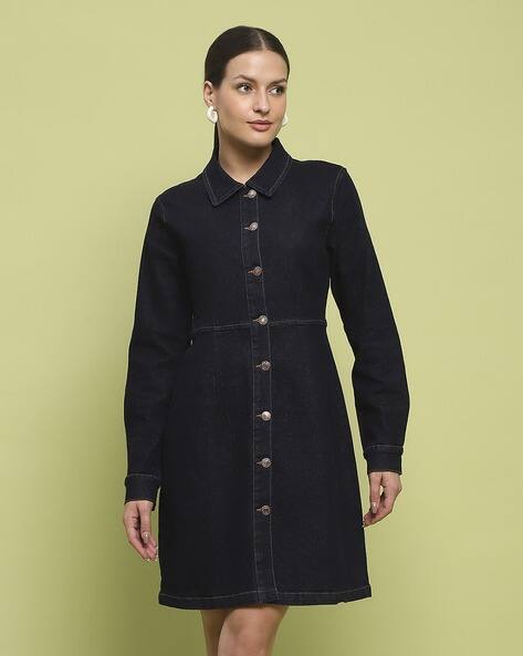 MADAME Women Spread-Collar Shirt Dress