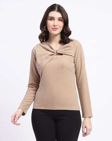 MADAME Women Relaxed Fit Top with Full Sleeves