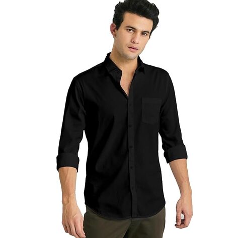 Men Shirt with Spread Collar