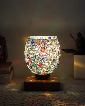 devansh Mosaic Table Lamp with Shade & Wooden Base-picture-32