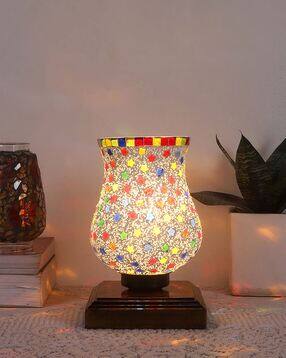 devansh Mosaic Table Lamp with Shade & Wooden Base-picture-33