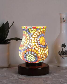 devansh Mosaic Table Lamp with Shade & Wooden Base-picture-31