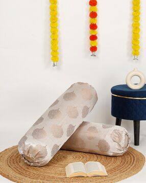 the conversion Set of 2 jacquard Self Design Floral Bolster Cover-picture-18