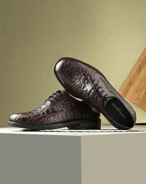 CARLO ROMANO Men Croc-Embossed Lace-Up Shoes