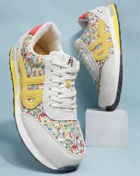 HUSH PUPPIES Men Graphic Print Lace-Fastening Sports Shoes with Round Toes