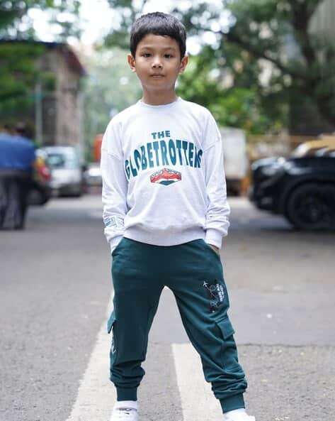 Nap Chief Boys Typographic Print Sweatshirt with Joggers