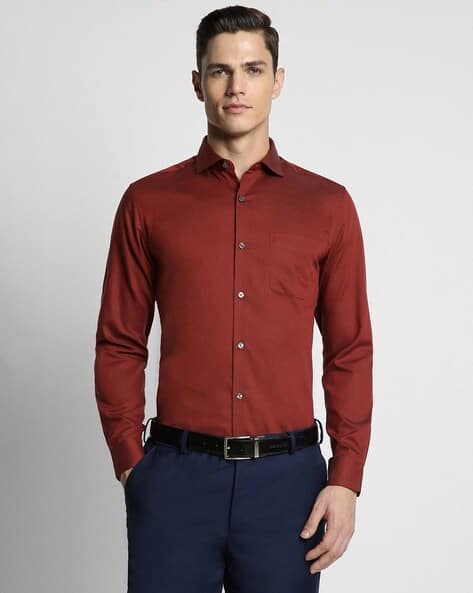 PETER ENGLAND Men Slim Fit Shirt with Patch Pocket