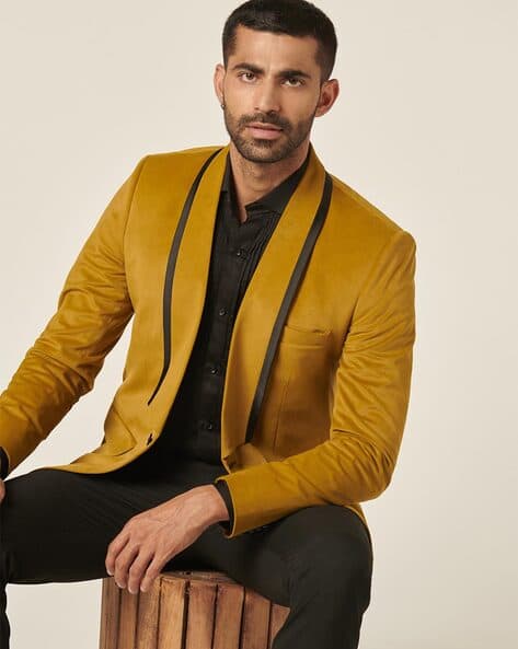 Men Slim Fit Blazer with Shawl Lapel