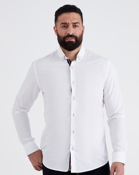 Mr Button Slim-Fit Shirt with Spread Collar