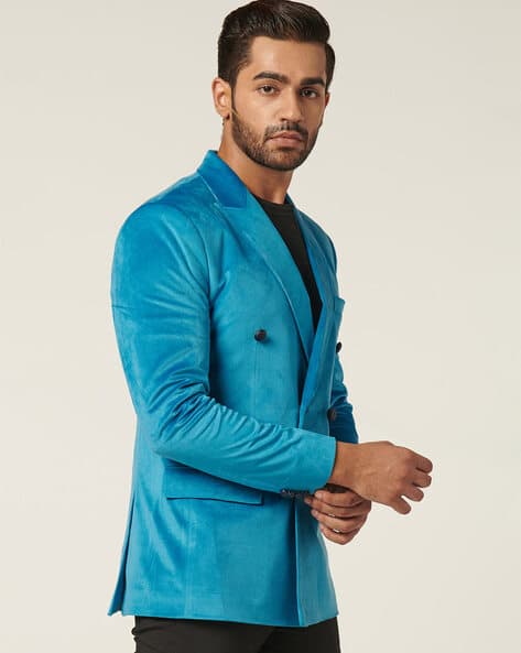 Men Slim Fit Blazer with Flap Pockets