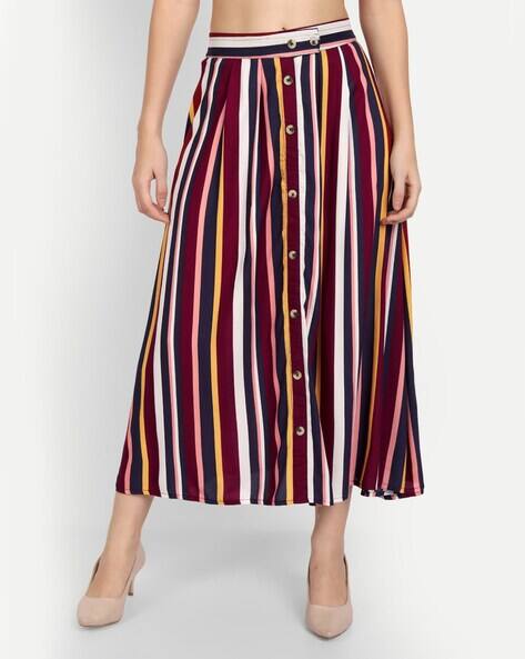 AMERI STRIPE DARWSTRING LONG SKIRTグレーM新品 STRIPE DARWSTRING LONG SKIRT（スカート）｜Ameri（アメリ）の
