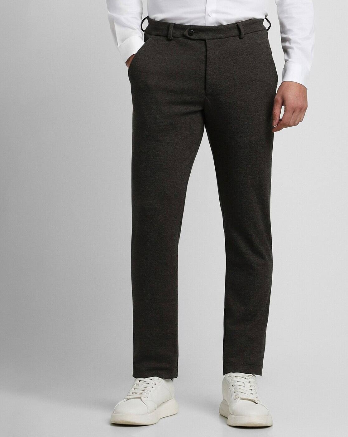 Men Super Slim Fit Flat- Front Trousers