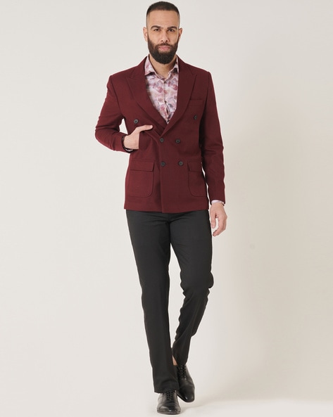 Zeus Black Checks-Plaid Premium Terry Rayon Double-Breasted-Suits for Men.