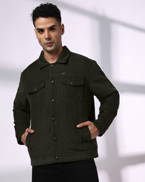 Mens Corduroy Trucker Jacket Men Corduroy Regular Fit Trucker