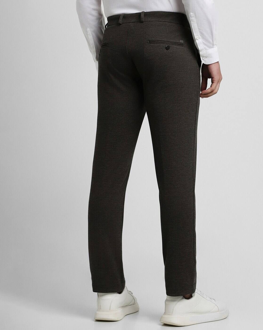 Men Super Slim Fit Flat- Front Trousers