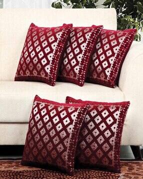 Set of 5 Floral Print Cushion Covers 16" x 16"-image-5