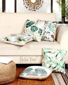 Green Leaf Digital Set 0f 5 Cushion Covers - 40X40 Cms-image-3