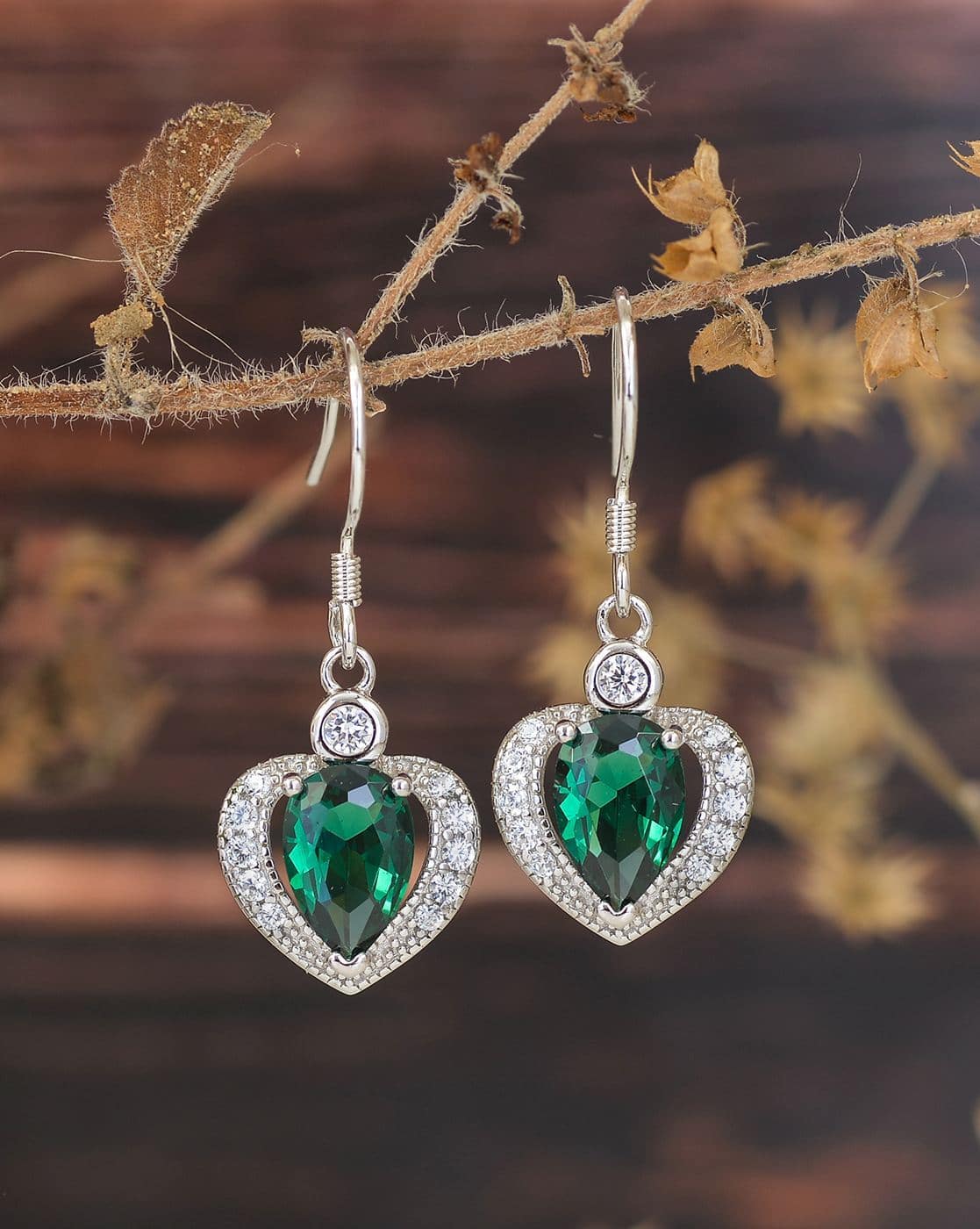 Green heart earrings discount