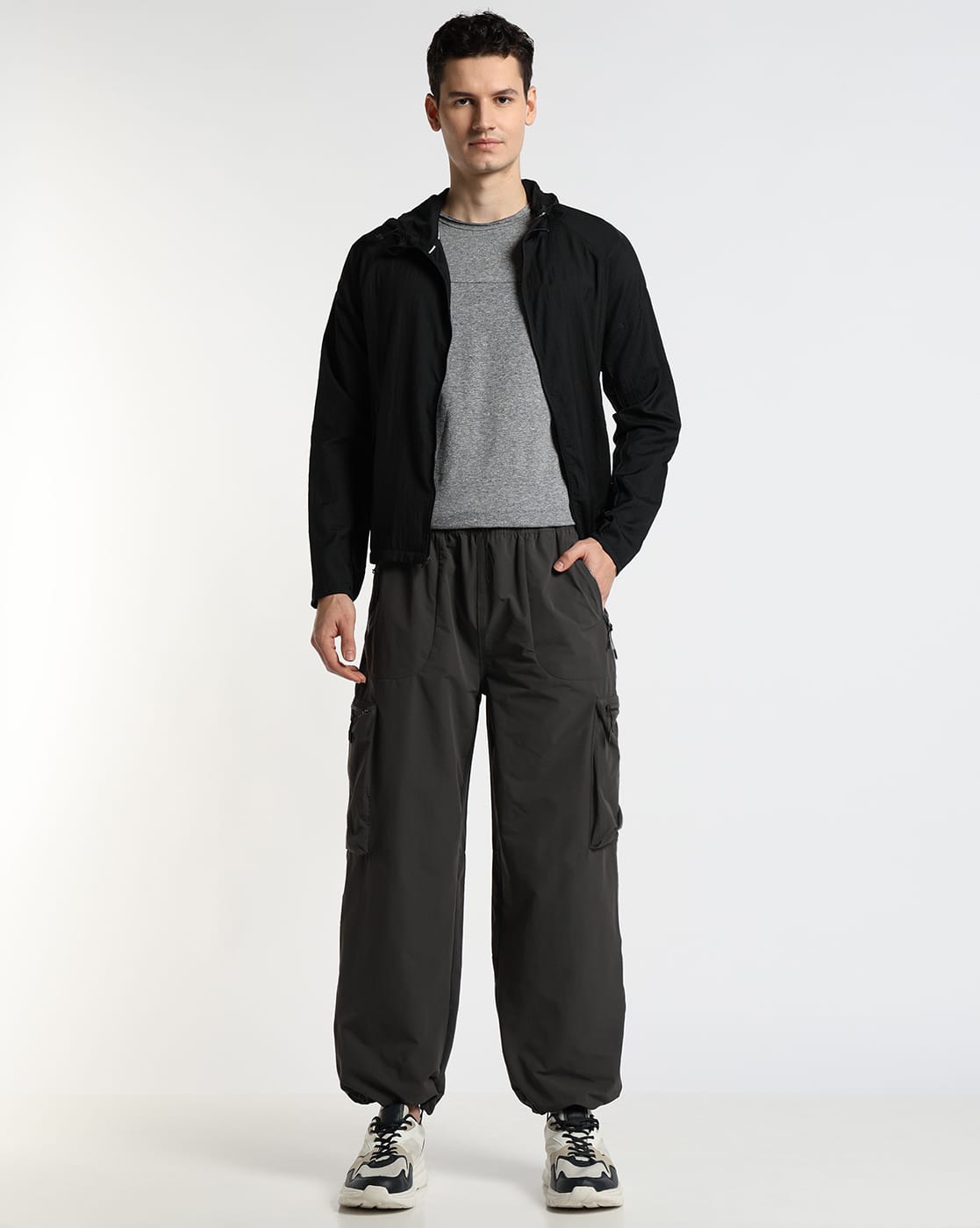 パンツ ASKYY / FLARED SWEAT CARGO PANTS / BLK Buy Charcoal Grey Track Pants for Men by Altheory Sport by AZORTE