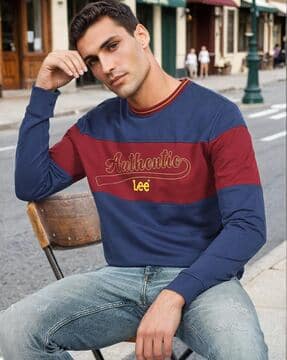 Buy Red & Blue Sweatshirt & Hoodies for Men by Lee Online | Ajio.com