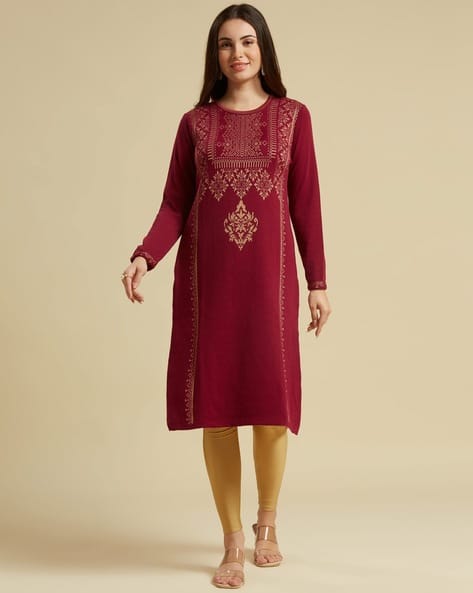Buy Wine Kurtas Kurtis for Women by Peachmode Online