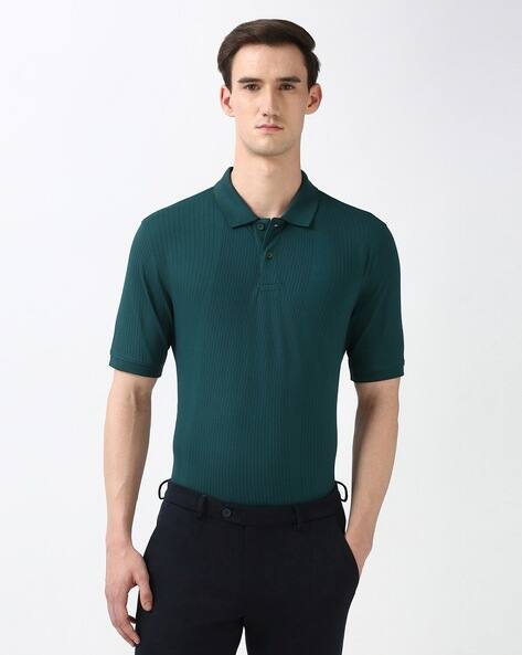 PETER ENGLAND CASUALS Men Striped Regular Fit Polo T-Shirt