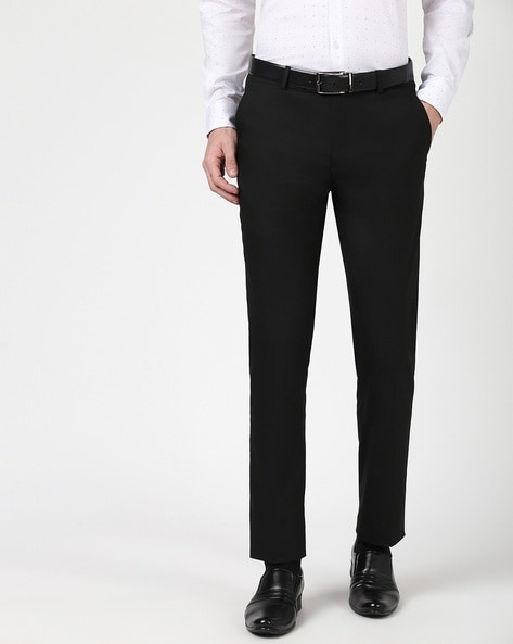 Men Mid-Rise Slim Fit Flat-Front Trousers