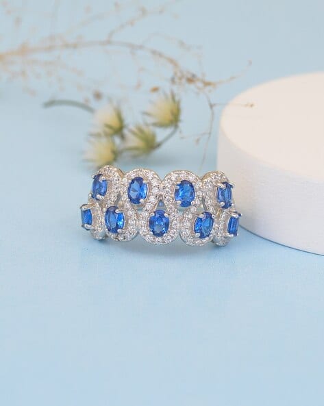 Buy Silver Blue Rings for Women by Ornate Jewels Online