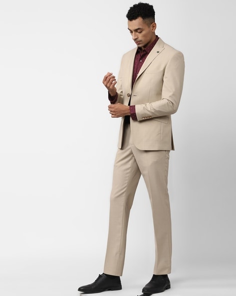 Men Slim Fit Single-Breasted Blazer & Trousers Set