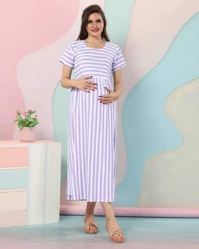 easy mom Women Stripes Fit and Flare Dress-picture-34