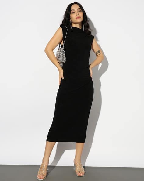 blue dress for baby girl Women Sleeveless Black Crew Neck Bodycon Dress – FYVA