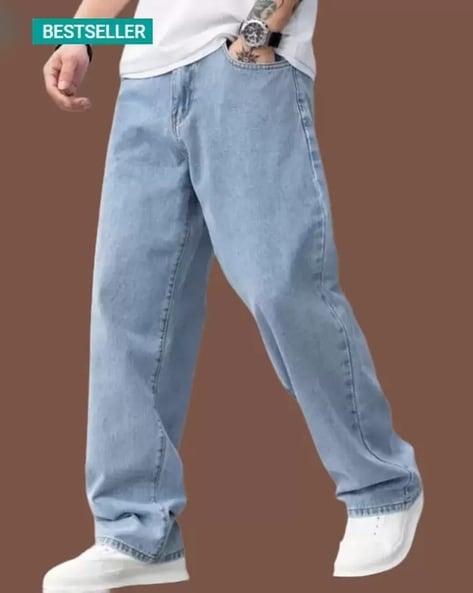 Men Lightly Washed Relaxed Jeans