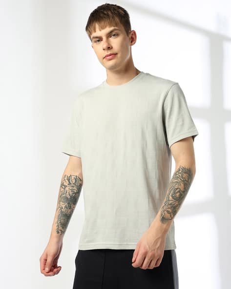 Men Square Pattern Boxy Fit T-Shirt