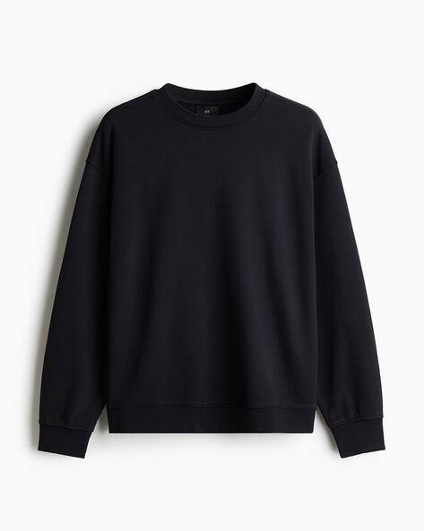 Independent Trading Co. Men’s Fitted Crewneck Sweatshirt – Black, X-Large, Midweight Cotton Blend