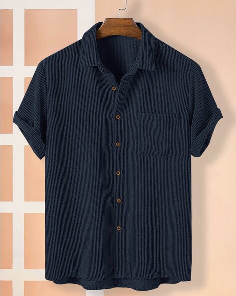 Men Shirt with Spread Collar