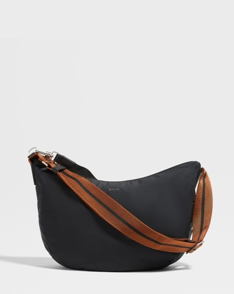 Buy Zegna Technical Fabric Hobo Panorama Mini Bag Black Color