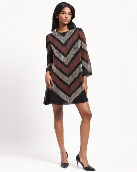 Chevron Print Michael Michael Kors Chevron Georgette Belted