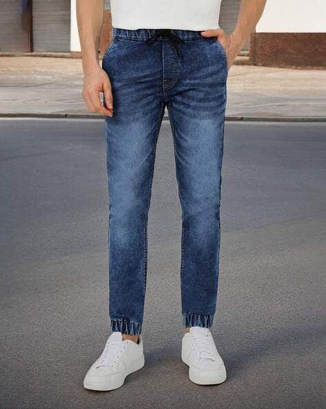 Men Heavily Washed Mid-Rise Jogger Jeans