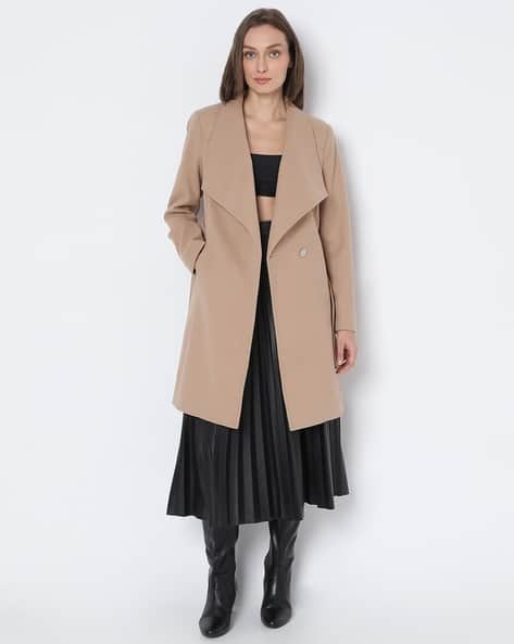 Women Regular Fit Single-Breasted Coat with Belt