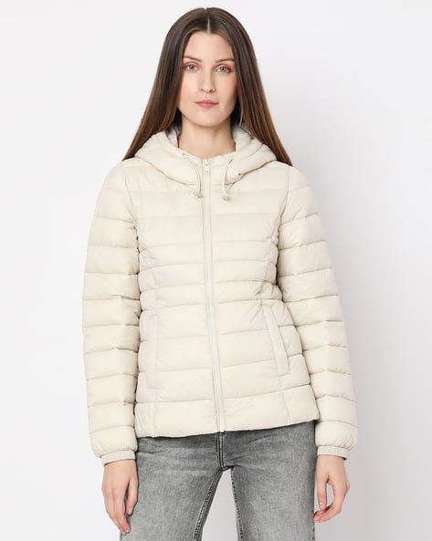 Beige Vero Moda Puffer Jacket Women Quilted Regular Fit Puffer