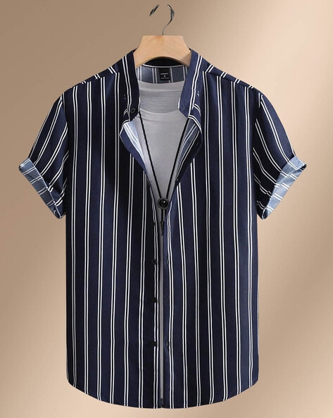 Men Shirt with Spread Collar