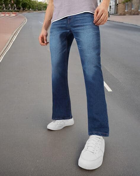 Men Mid-Wash Flared Jeans