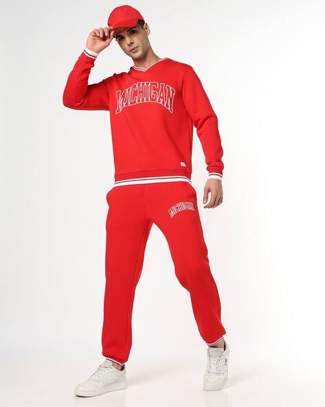 Buda Jeans Co Men Typographic Fleece Sweatshirt & Joggers Co-Ord Set